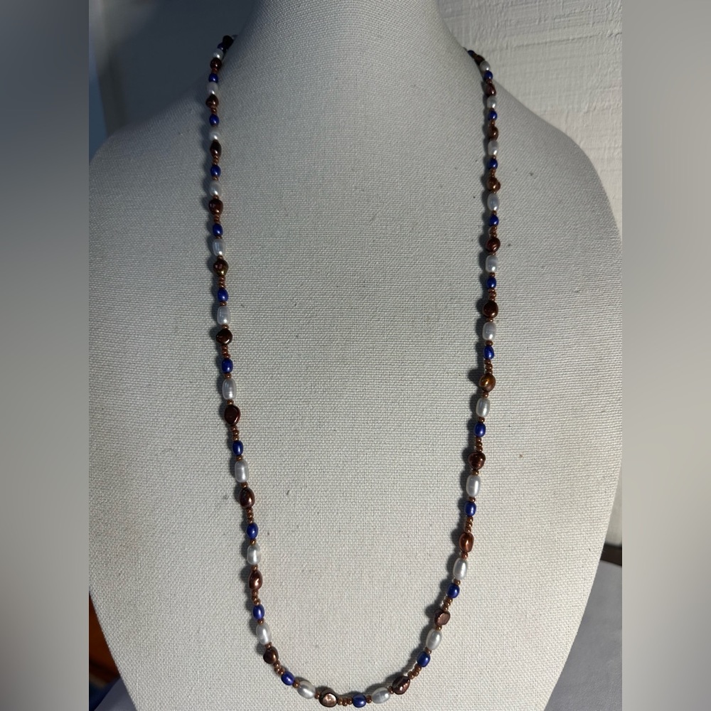 Long dyed freshwater pearl bead necklace